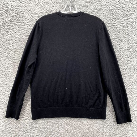 Theory Sweater Women's Medium Black Fitted Crew Neck Luxe Merino Wool Preppy 90s - Picture 4 of 11